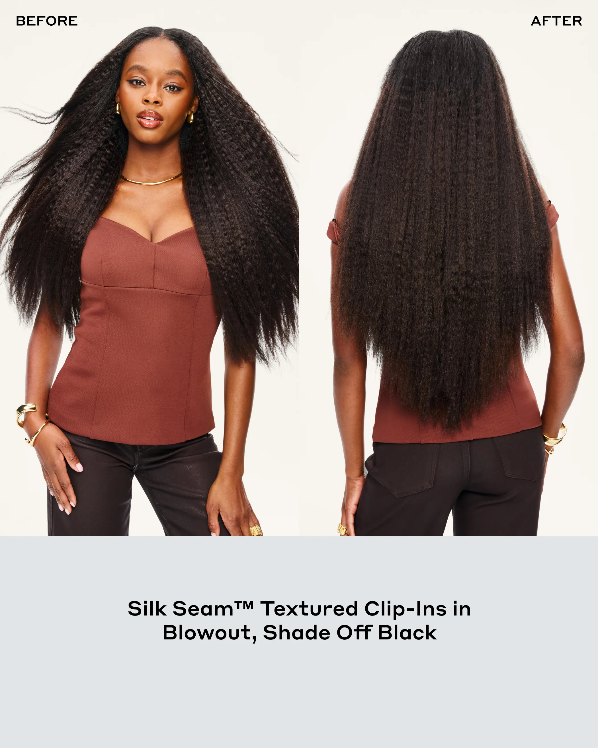 Silk Seamâ„¢ Textured Clip-In, Chocolate Brown #4 Natural Blowout - Image 2
