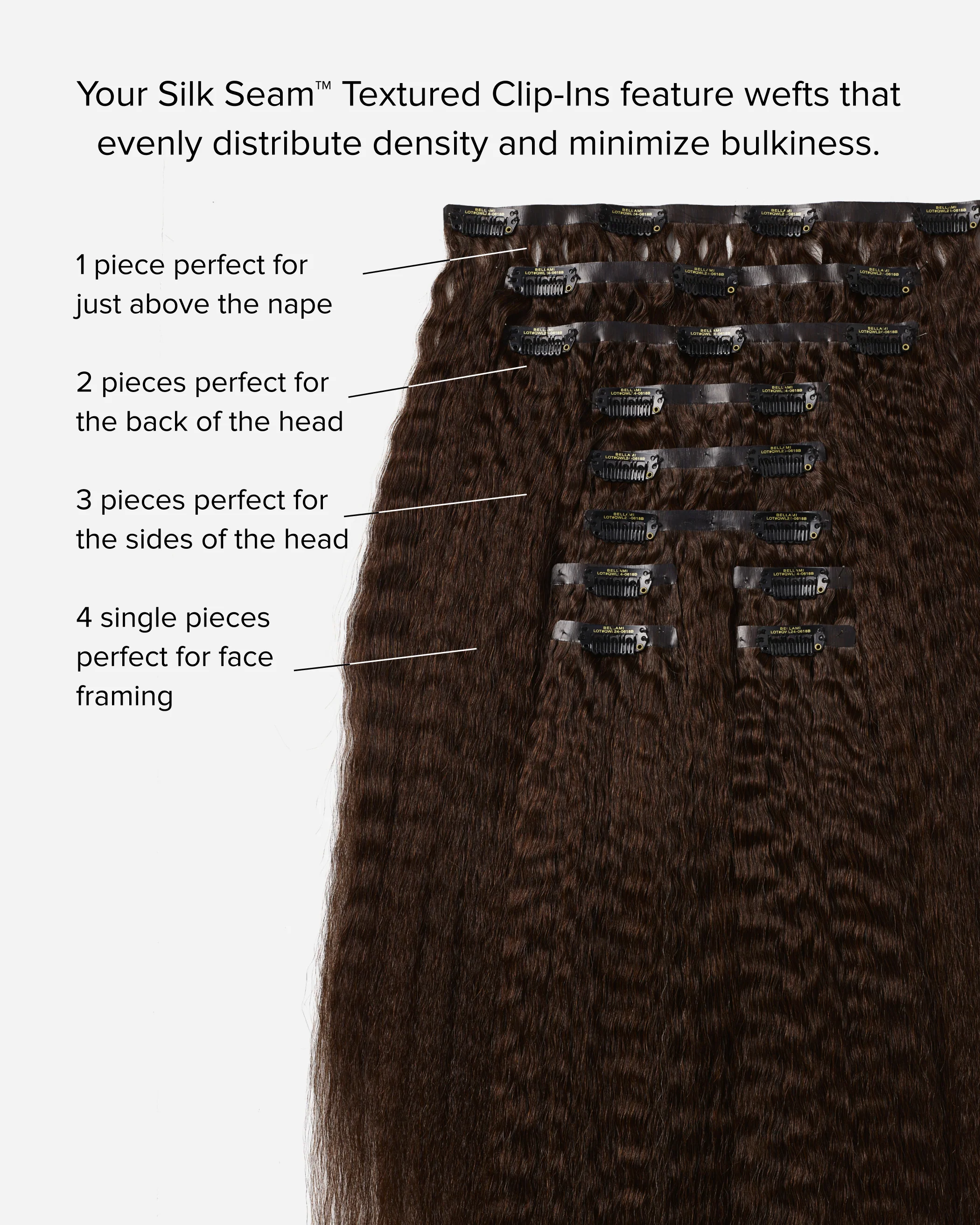 Silk Seamâ„¢ Textured Clip-In, Dark Brown/Ash Brown #2/8 Ombre Blowout - Image 3