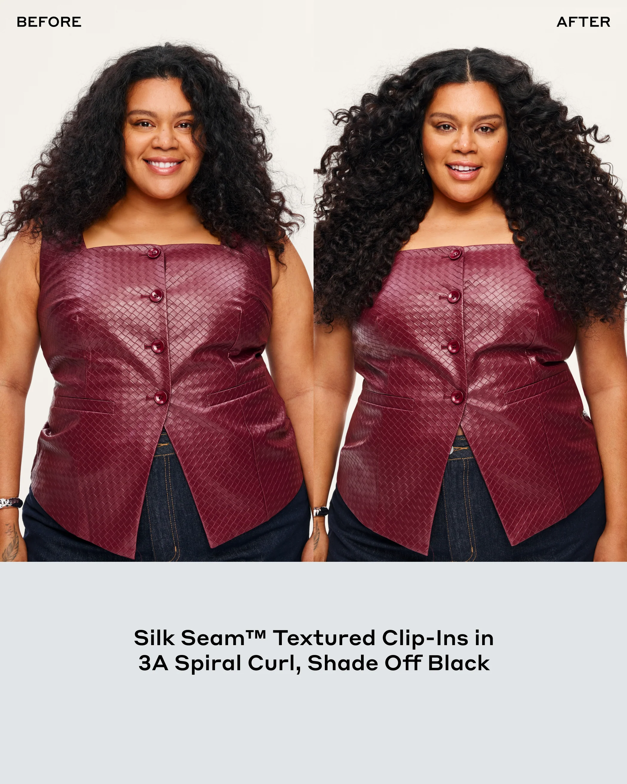 Silk Seam™ Textured Clip-In, Off Black/Almond Brown #1B/7 Rooted 3A - Image 3