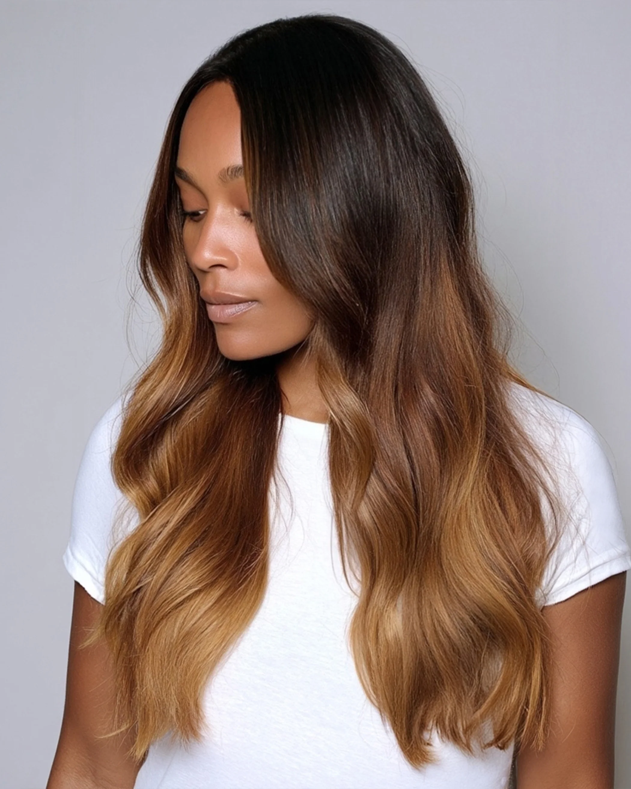 Silk Seam™ Clip-In, Off Black/Almond Brown #1B/7 Rooted - Image 4